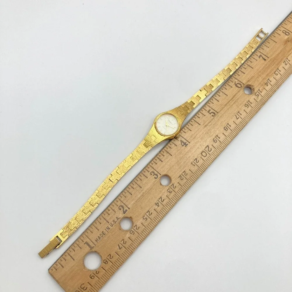 Vintage Armitron Womens Watch 11mm Gold Tone Petite Round New Battery 7